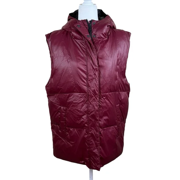 Anthropologie Varley Silverlake Gilet Longline Puffer Vest Red Small Oversized - Picture 6 of 13